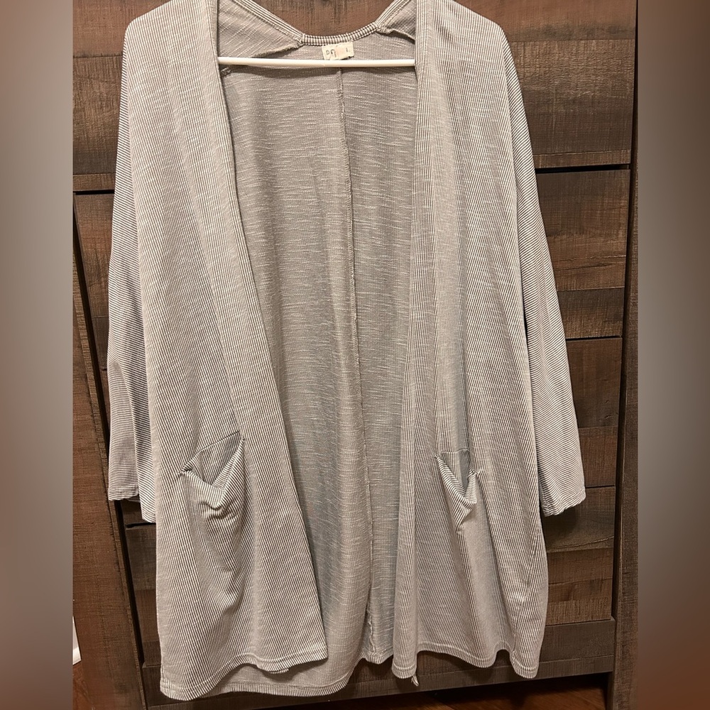 Women’s Cardigan | DONNI OSFA White Grey Stripe
